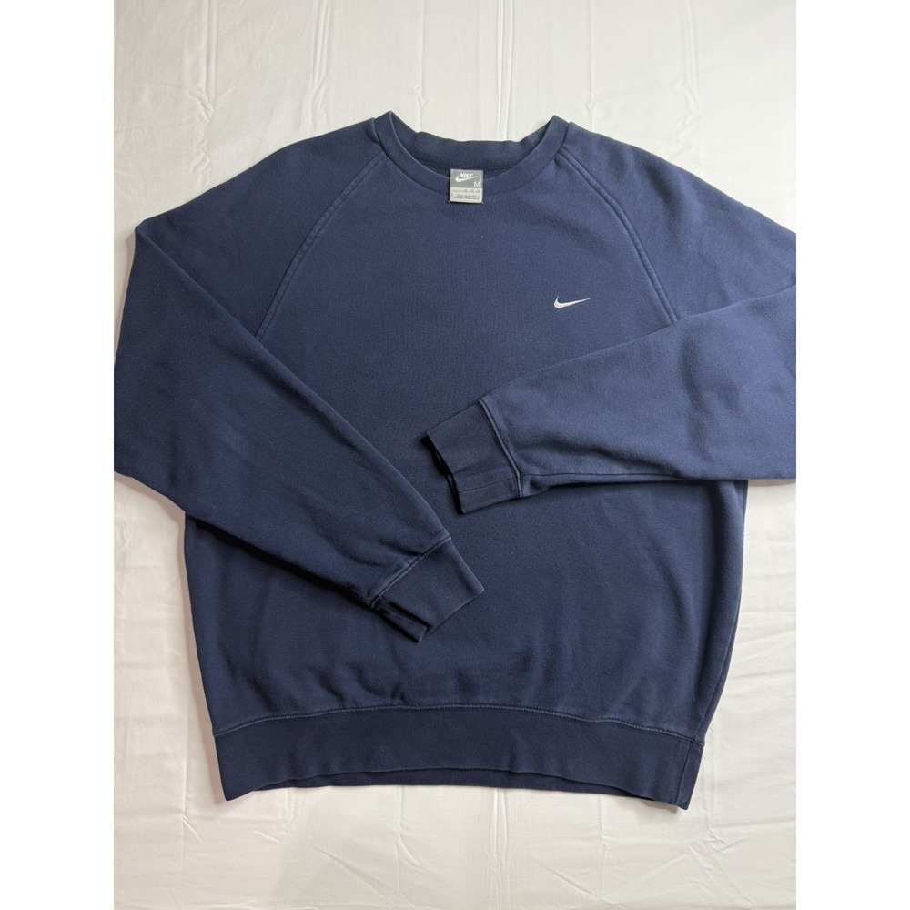VTG Nike Sweatshirt Mens Size Medium Blue Blank Crewneck Gray Tag Swoosh Y2K
